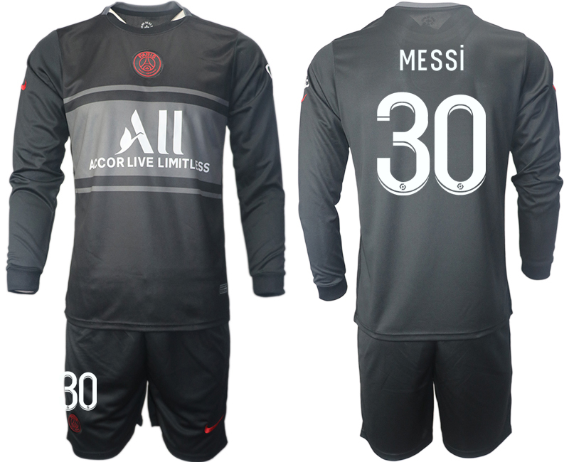 Men 2021-2022 Club Paris St German Second away black Long Sleeve #30 Soccer Jersey->paris st german jersey->Soccer Club Jersey